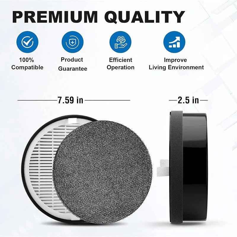 Levoit LV-H132 compatible air purifier filter replacement measuring 19x19x6.3 cm