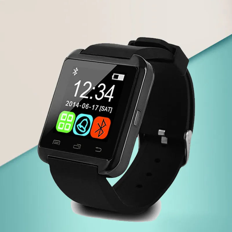 U8 Smart Bluetooth Watch in black, red, or white on wrist showing call dialling screen