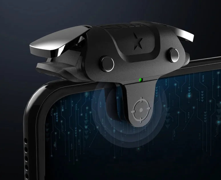 Black F5 wired USB-C mobile game controller for smartphones showing compact size