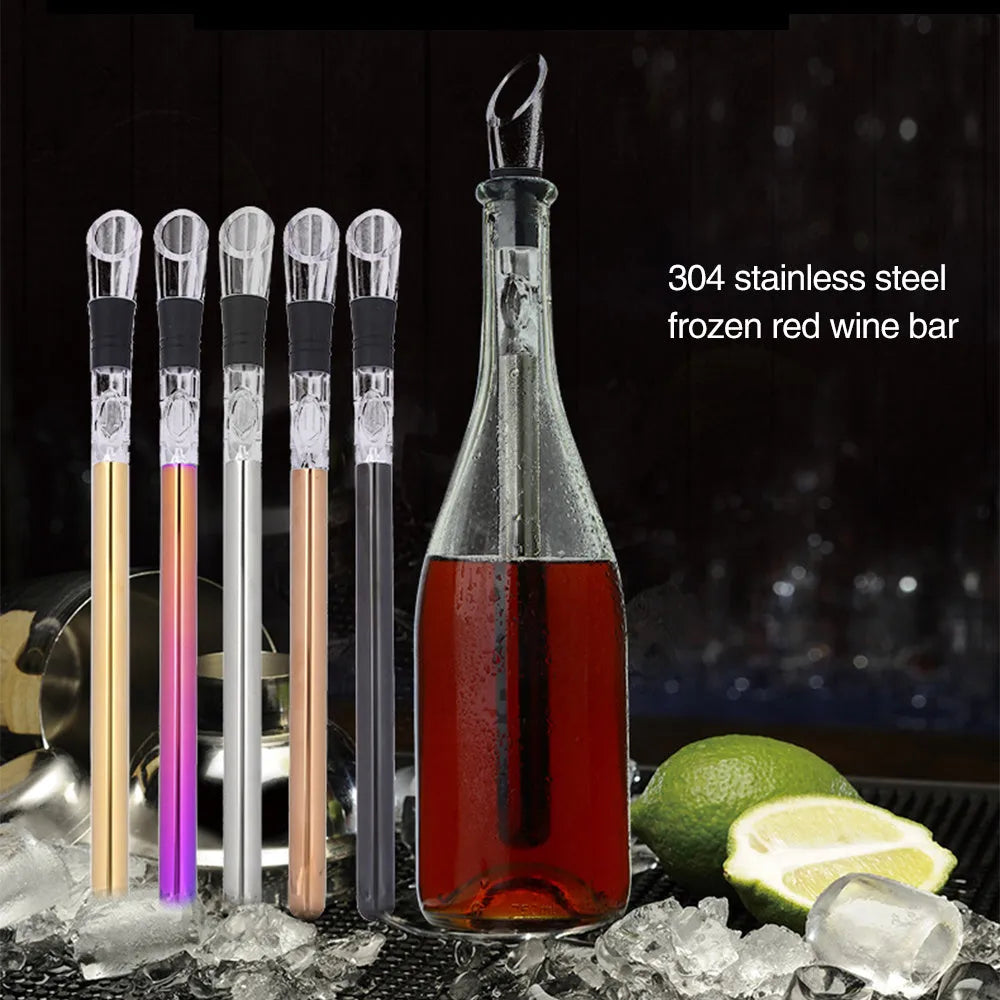 Stainless steel wine chilling rod with acrylic pourer, total length 32cm