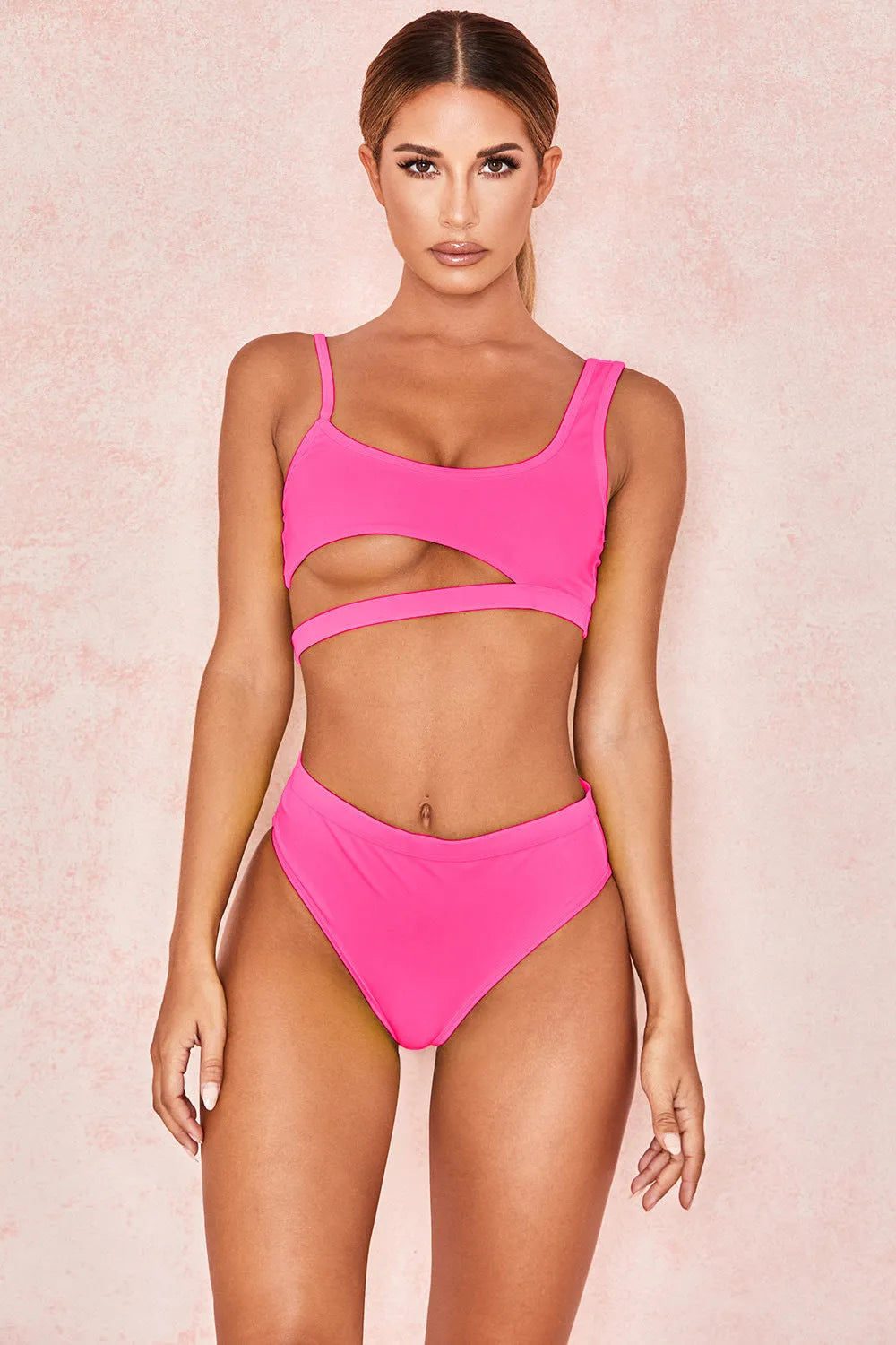 Solid colour ladies nylon spandex one piece swimsuit with chest pad in black, green, pink, white