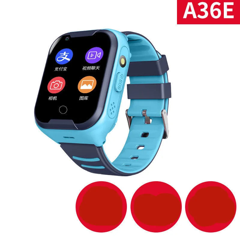Blue children's smartwatch with GPS and video call on a silicone wrist strap.