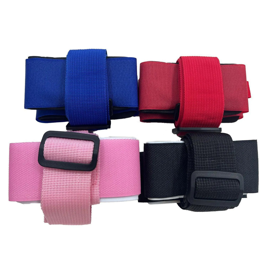 Adjustable skiing bandage strap with hook and loop fastening in four colour options