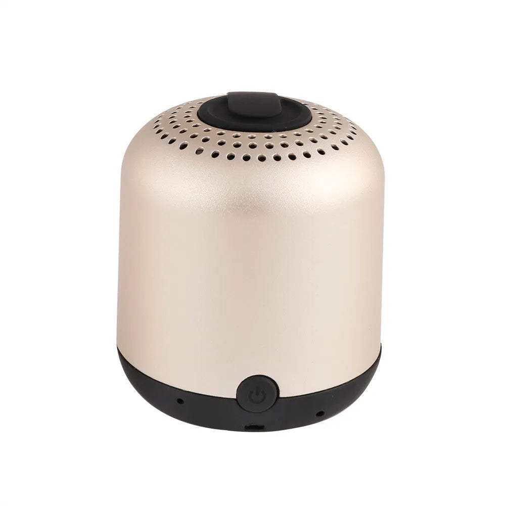 Hieha XQ11 mini cylindrical Bluetooth speaker in metallic finish with control buttons