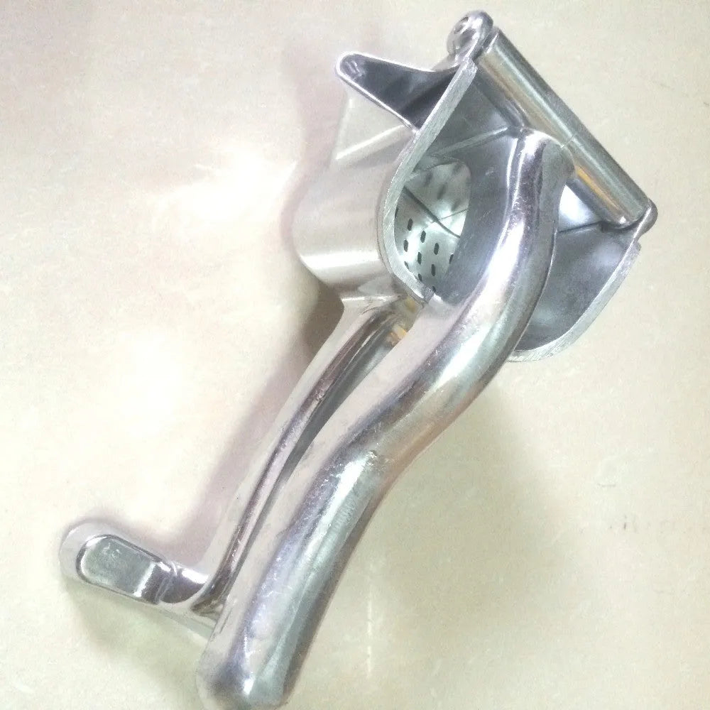 Silver aluminium alloy lemon squeezer with extra large bowl for whole fruit juicing