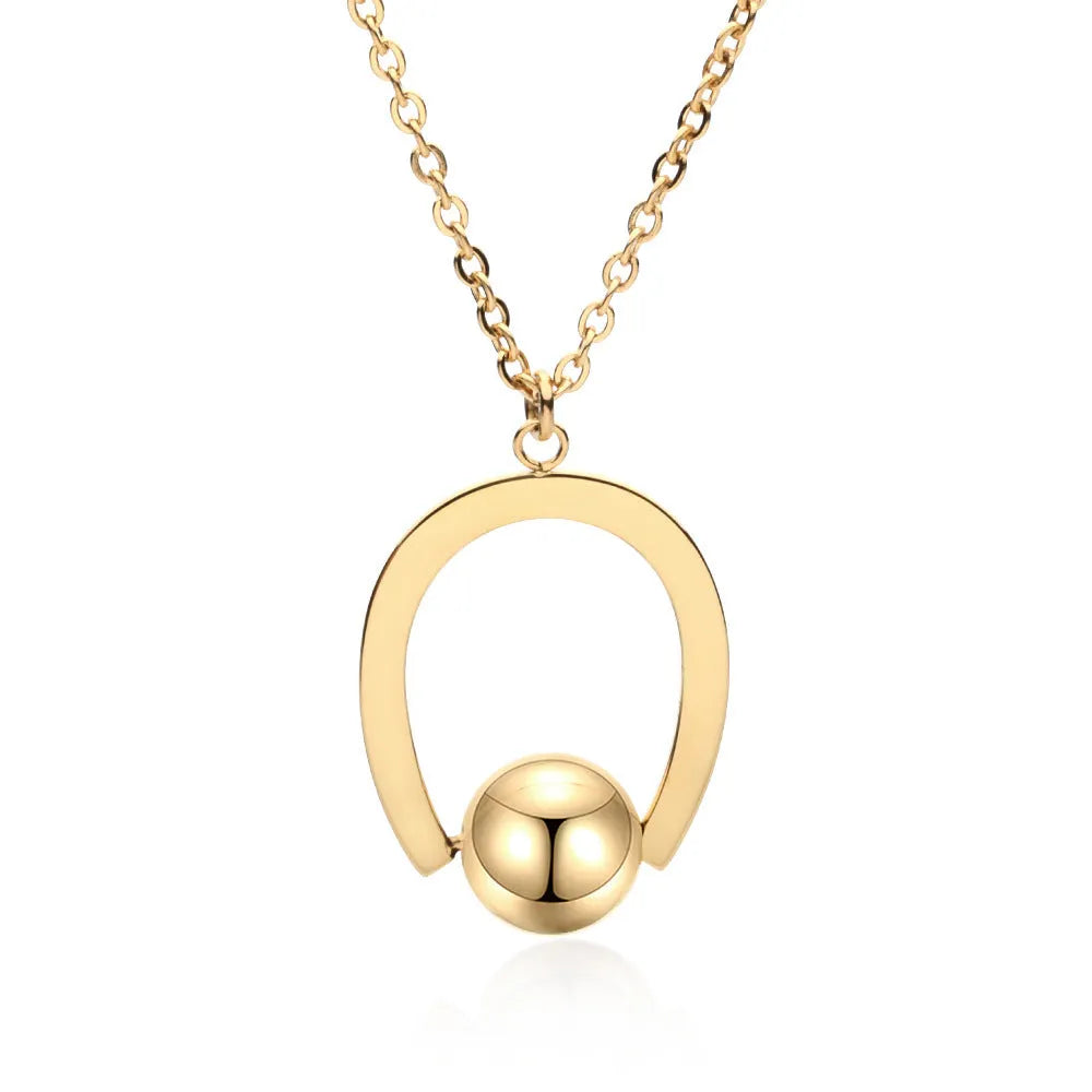 Adjustable stainless steel necklace with geometric pendant on a cross chain in gold or silver.