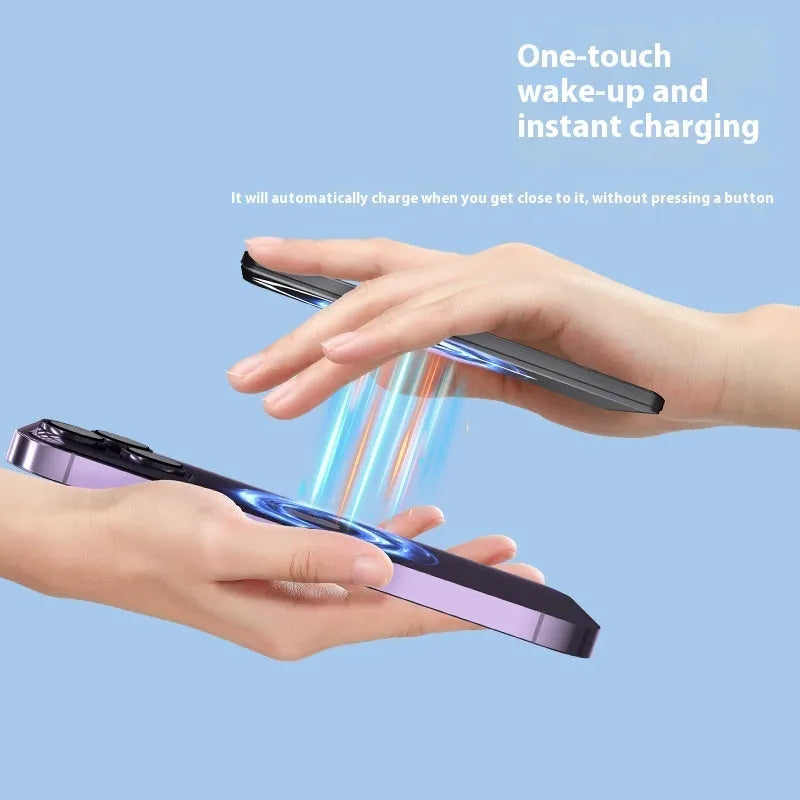 Ultra-thin 9mm magnetic power bank with alloy shell in black, dark grey, silver or violet colours