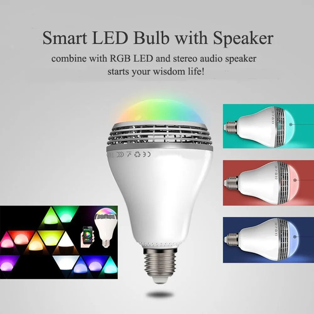 E27 smart LED bulb with Bluetooth speaker and RGB colour control