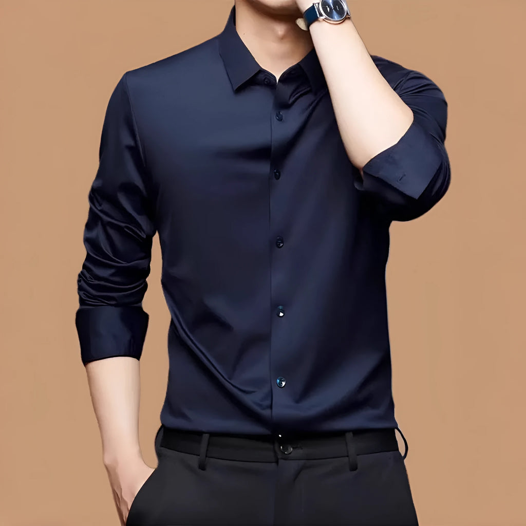 Seamless elastic long sleeve shirt in cardigan style available in multiple colours