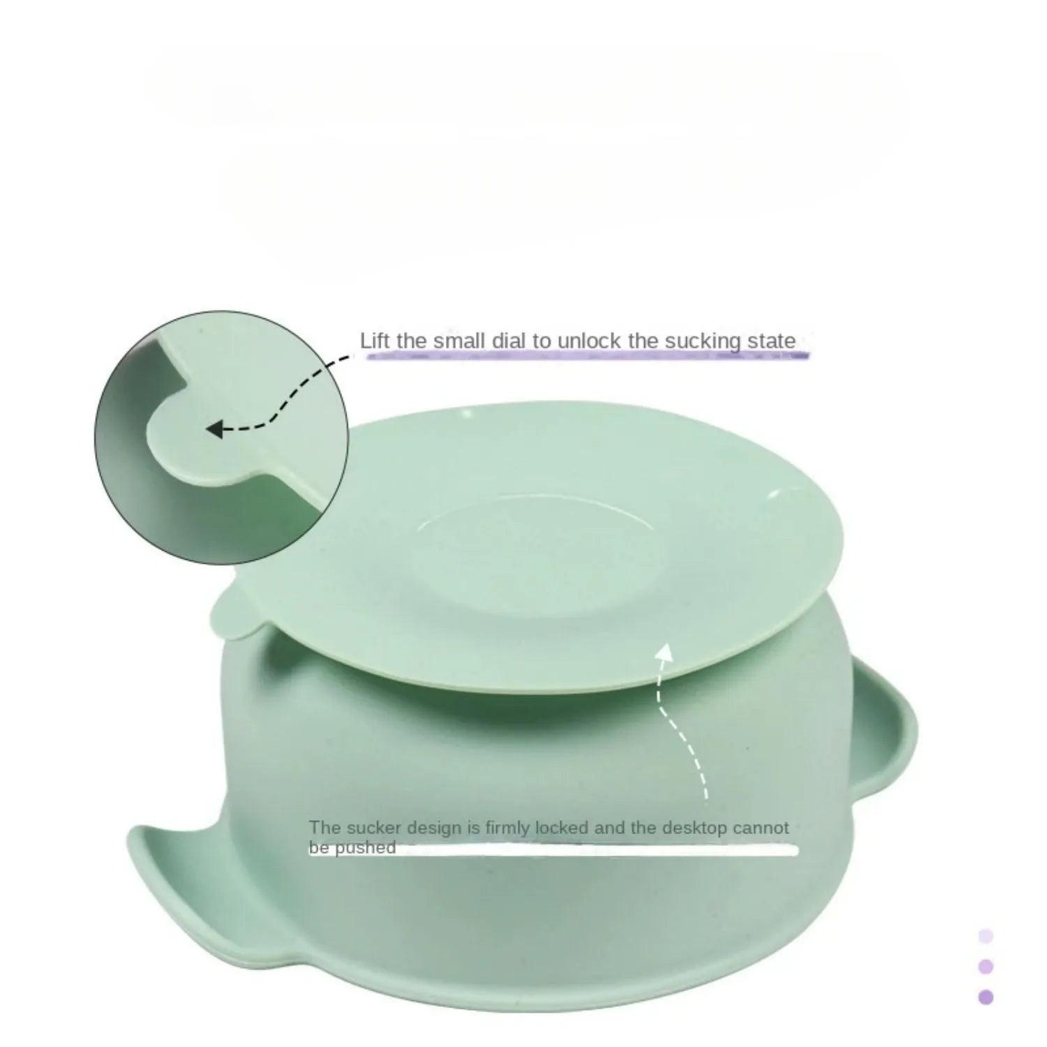 Silicone pet bowl with suction cups on a floor, shown in blue colour.