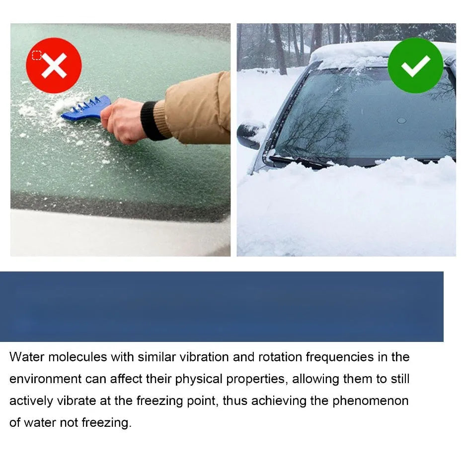 Car microwave molecular deicing instrument with aromatherapy, snow removal tool, light-powered