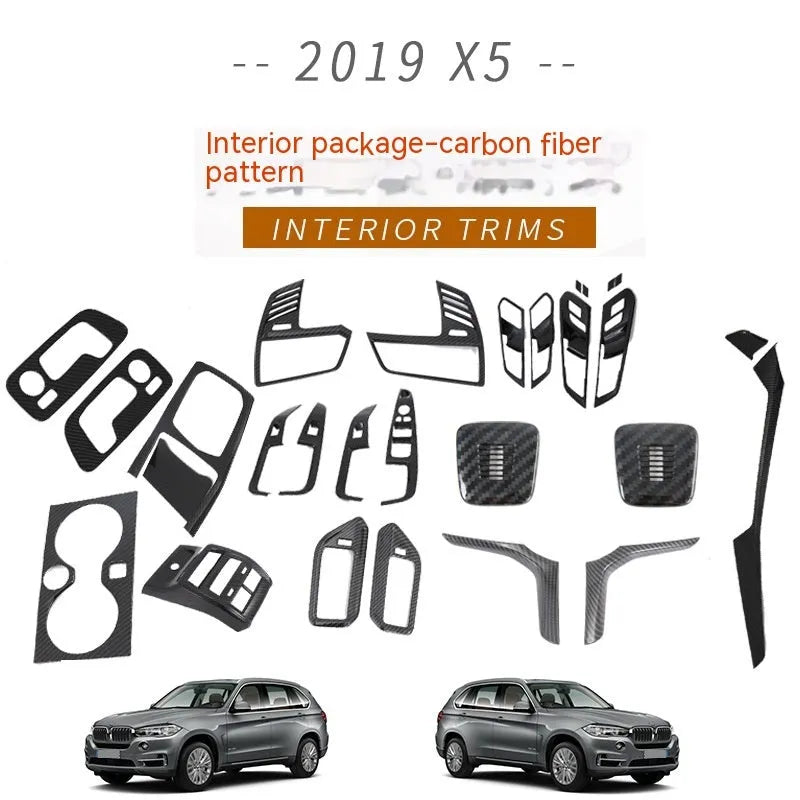 Black ABS plastic air vent trim with cup holder for 2019 BMW X5 front-row low configuration