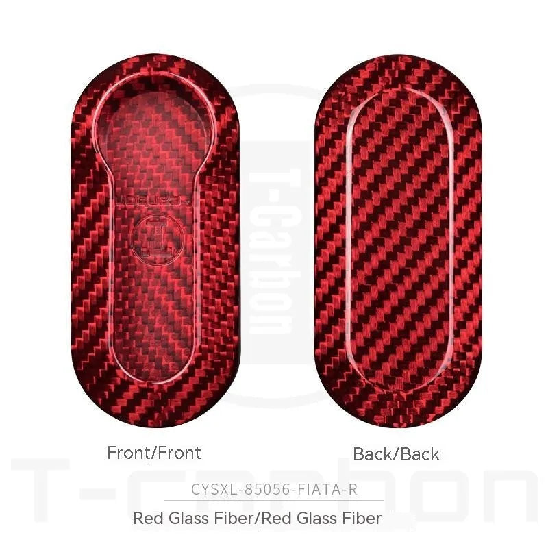 Carbon fibre and glass fibre replacement shell for car key fob on keyring.