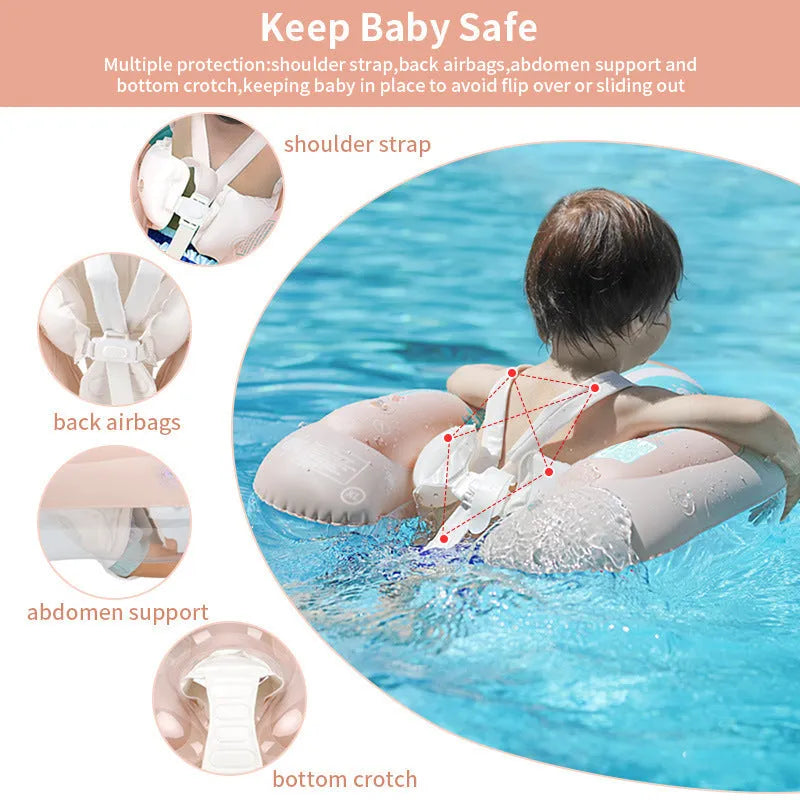 Baby sun protection sunshade swan swimming ring for children PVC float with canopy seat pocket