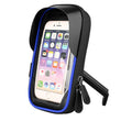 TPU mobile phone holder mounted on bicycle handlebar showing waterproof zipper and touch screen access