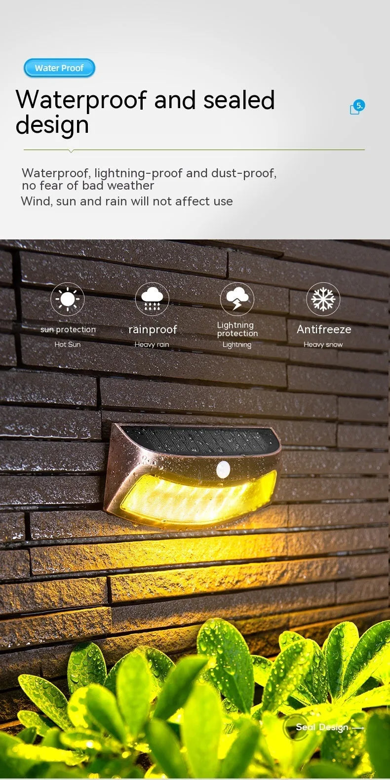 Solar outdoor retro smiling face wall lamp for garden lighting