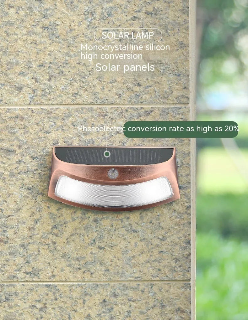 Solar outdoor retro smiling face wall lamp for garden lighting