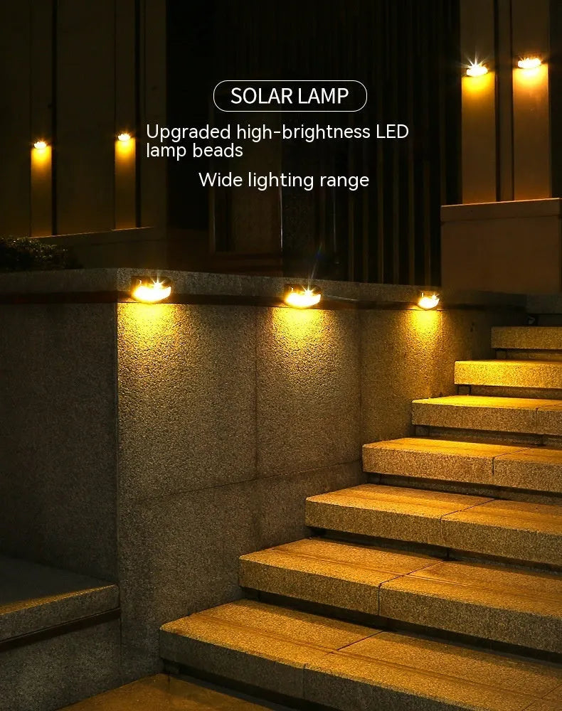 Solar-powered outdoor wall lamp with smiling face design in ABS plastic.