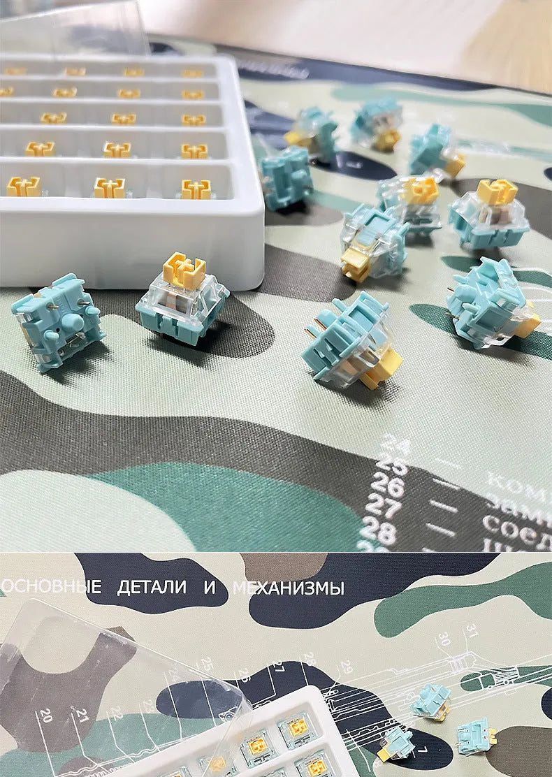 Tiger Mo Sea Salt Lemon PRO mechanical keyboard switches 36 pack with mute linear design