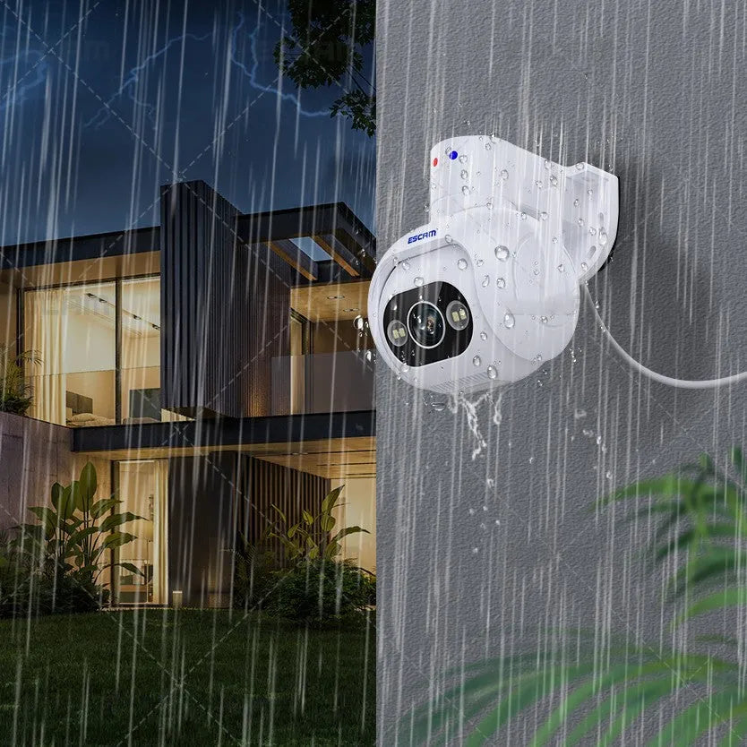 Smart colour night vision 4MP security camera with IP66 waterproof rating and wall mount bracket