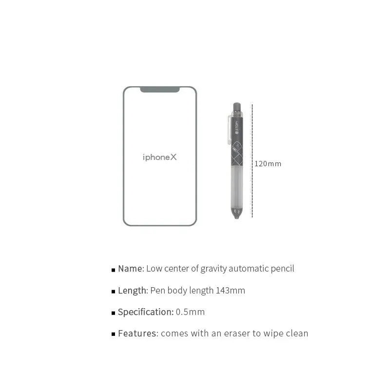 0.5mm automatic pencil with cloud grip design in black and white colour options