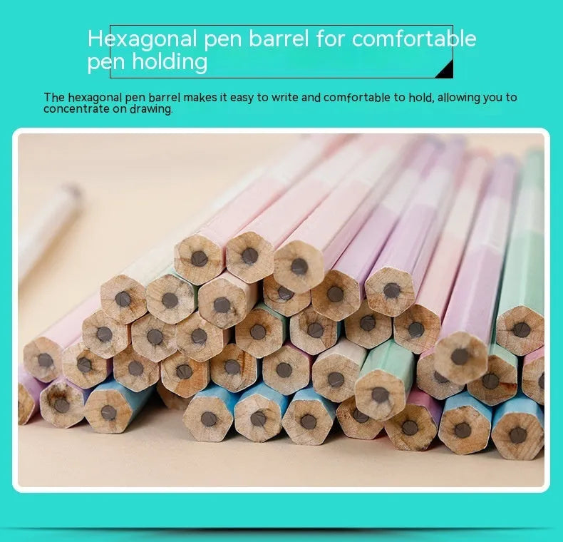 Basswood six-angled thermal transfer pencils with HB hardness in 50-piece barrel packaging
