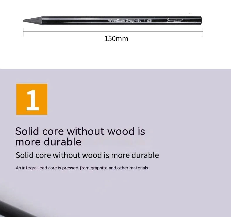 Set of six graphite and three carbonised drawing pencils on suction card packaging