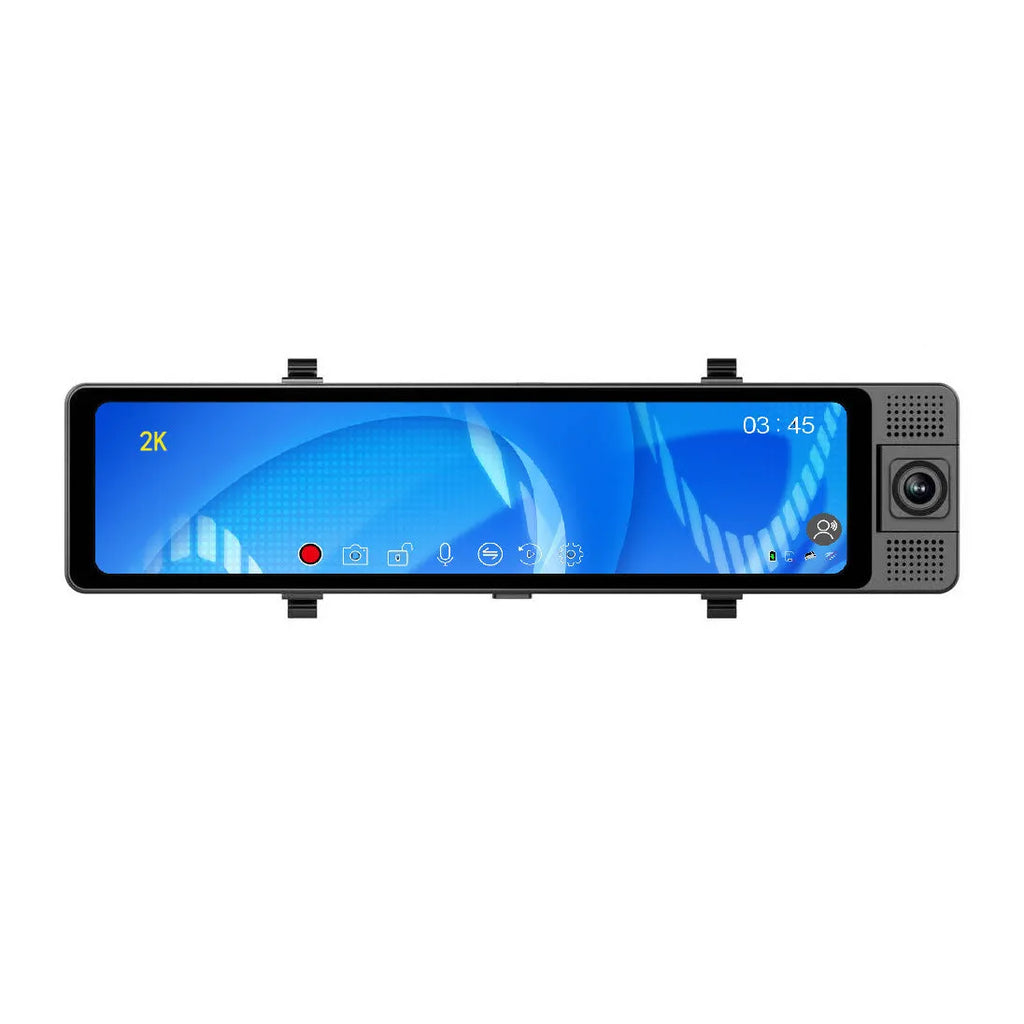 12-inch car video rearview mirror driving recorder with touch screen and three-lens system