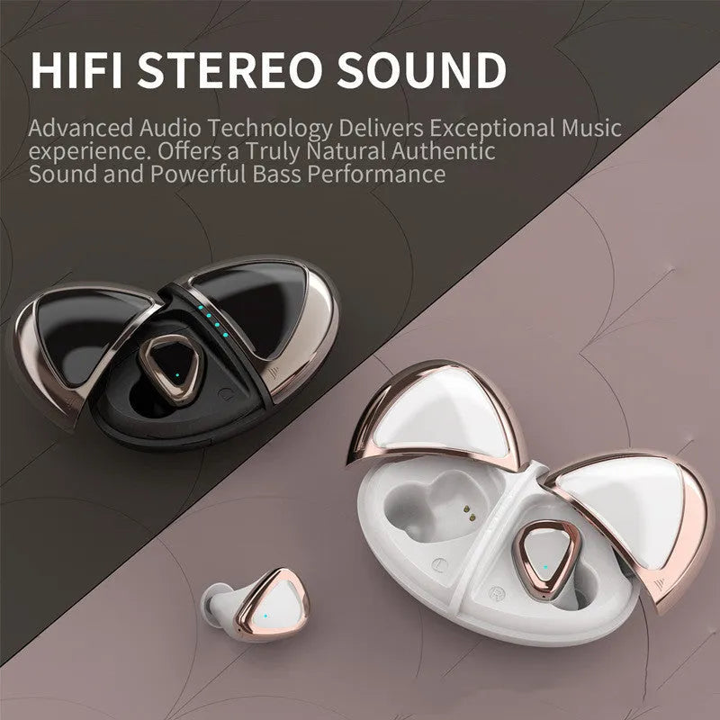 True wireless Bluetooth headset in Champagne White with breathing light, earplug style, PC ABS build