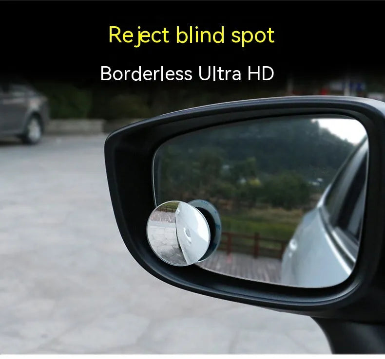 Silver 5cm diameter car blind spot mirror with 360-degree adjustable mount for side mirror attachment