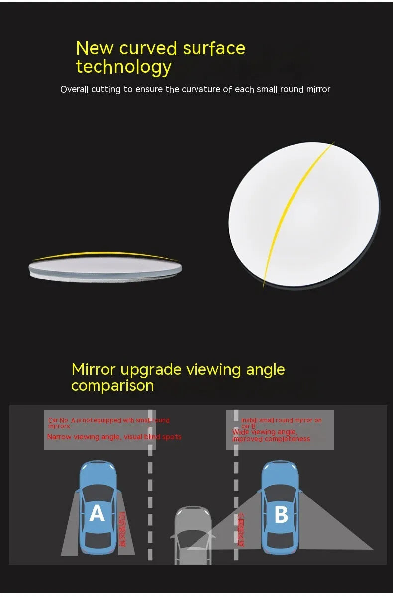 Silver 5cm diameter car blind spot mirror with 360-degree adjustable mount for side mirror attachment