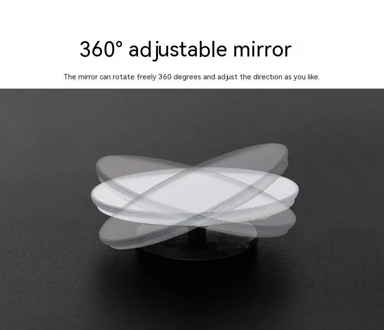 Silver 5cm diameter car blind spot mirror with 360-degree adjustable mount for side mirror attachment