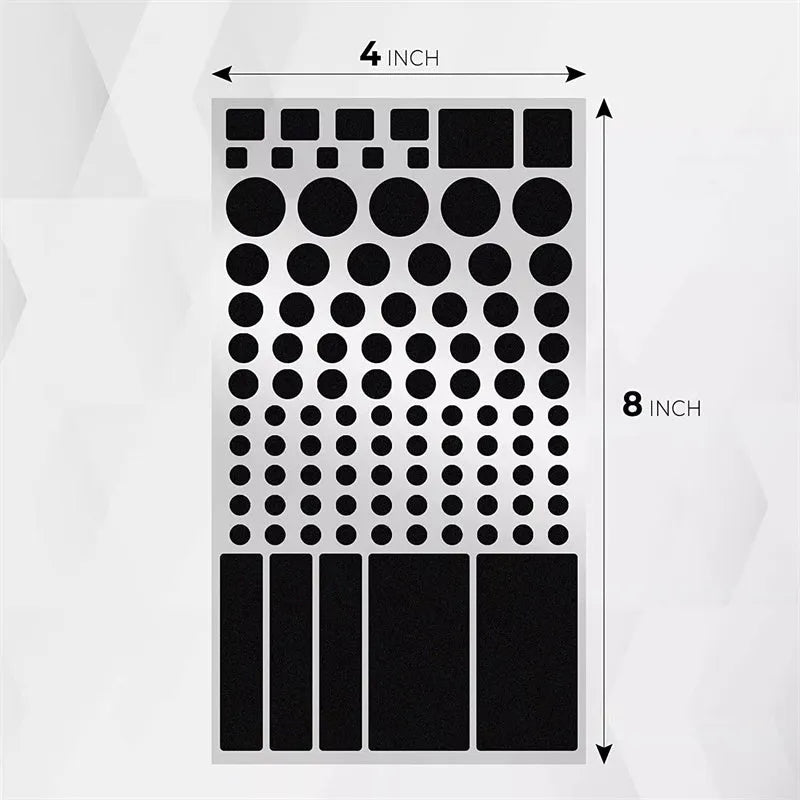 Pack of opaque black adhesive stickers for covering LED lights on air conditioning units and appliances.