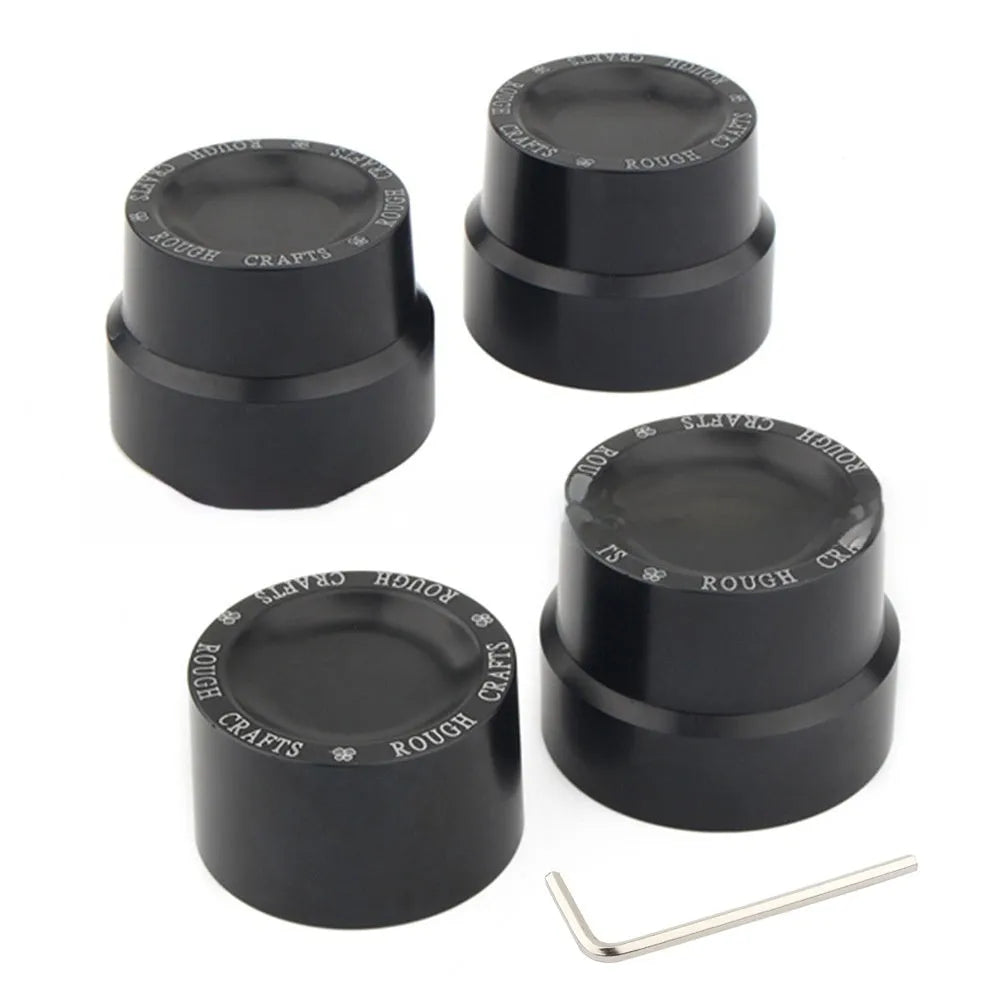 Black CNC aluminium motorcycle axle cover for Harley Sportster front and rear axles.
