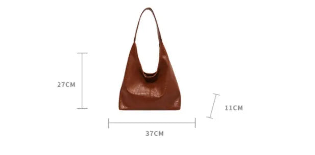 Casual soft leather shoulder bag in street trend style with large capacity and multiple colour options