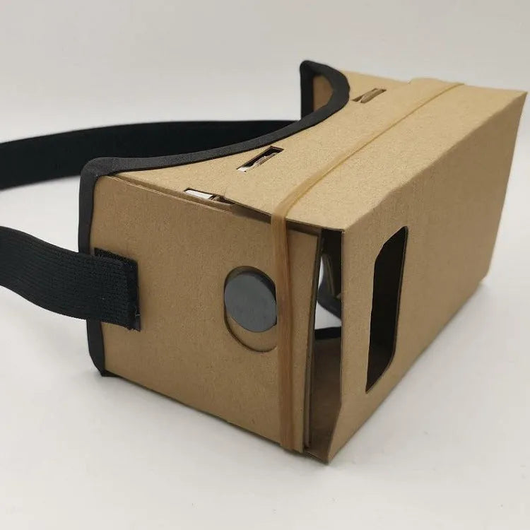 VR cardboard glasses for smartphones with rubber head strap in pink and white colours