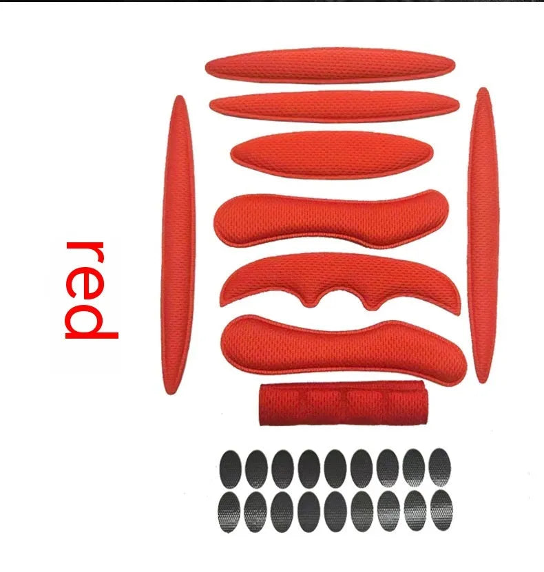 Cycling helmet sponge liner with velcro chin strap in blue, black, red, and grey colour options