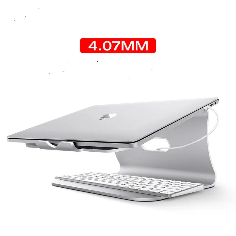 Aluminium notebook cooler stand with a rotary base in silver and grey colour options.