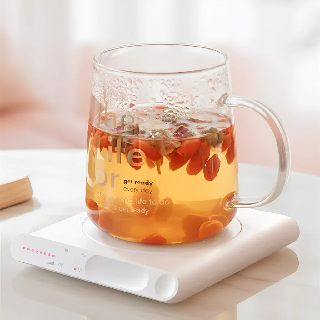 Pink or white USB heating cup pad for warming mugs and cups