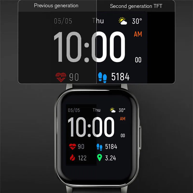 Black waterproof smart bracelet with 1.4 inch touch screen on a silicone wrist strap.
