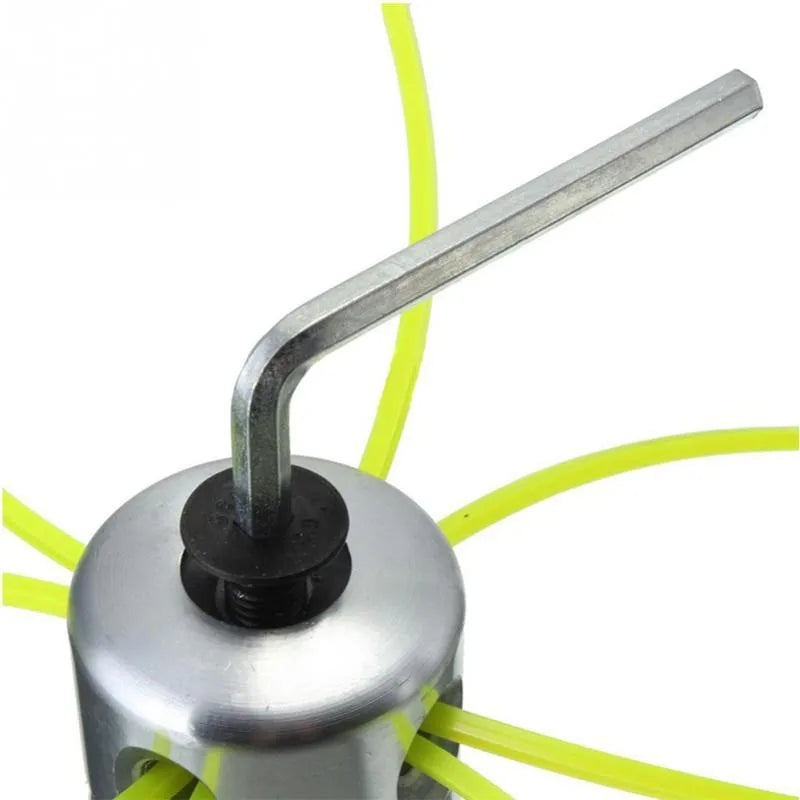 Luzhu lawn mower grass head replacement kit with aluminium head and four light yellow grass ropes