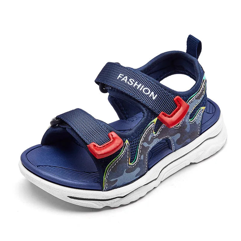 Children sport mesh sandals with breathable three-layer net upper and non-slip EVA sole in blue colour