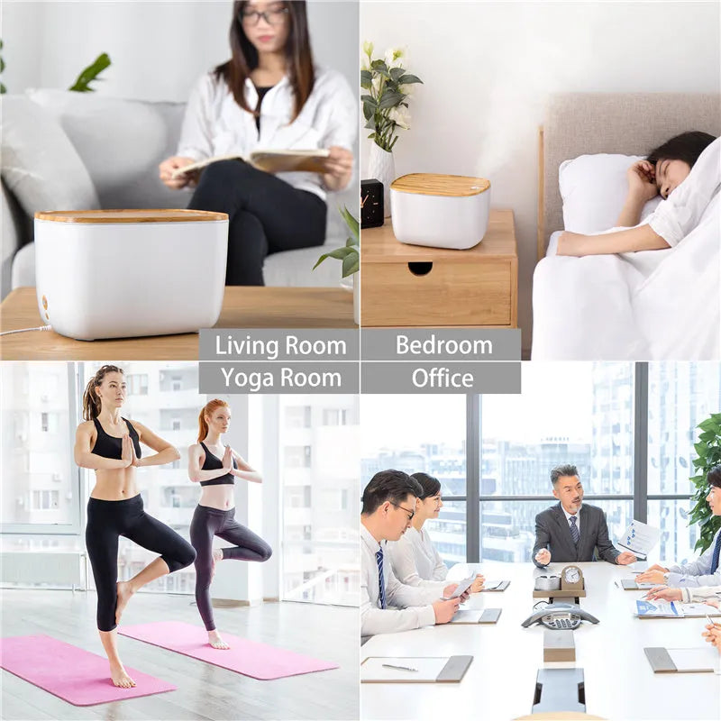 GX-22K compact white household aromatherapy humidifier atomiser with LED night light on a table