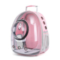 Astronaut style cat backpack pet carrier in grey polycarbonate plastic with side mesh ventilation panels.
