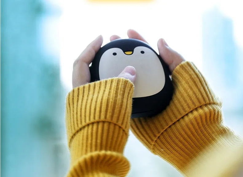 Cartoon penguin polar bear design USB rechargeable hand warmer with power bank function
