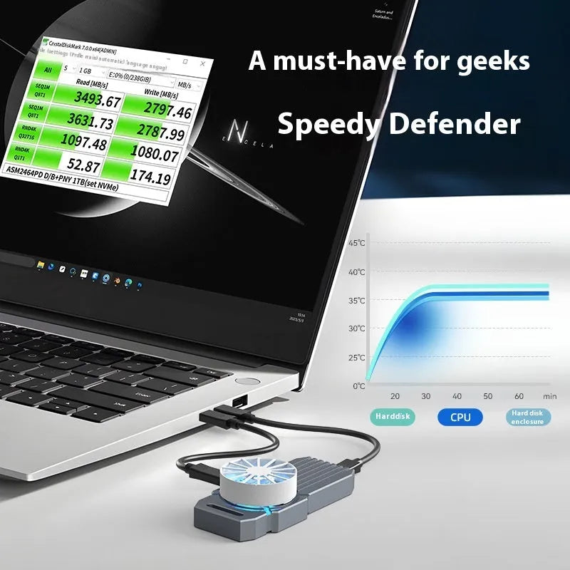 USB4 aluminium hard disk enclosure for NVMe M.2 solid-state drives