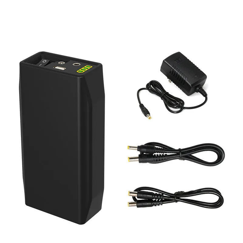 Compact LF4100 LiFePO4 battery measuring 168x89.2x43mm with charger and connection cables