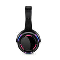 Black wireless silent disco headphones with LED light-up disco ball design on headset