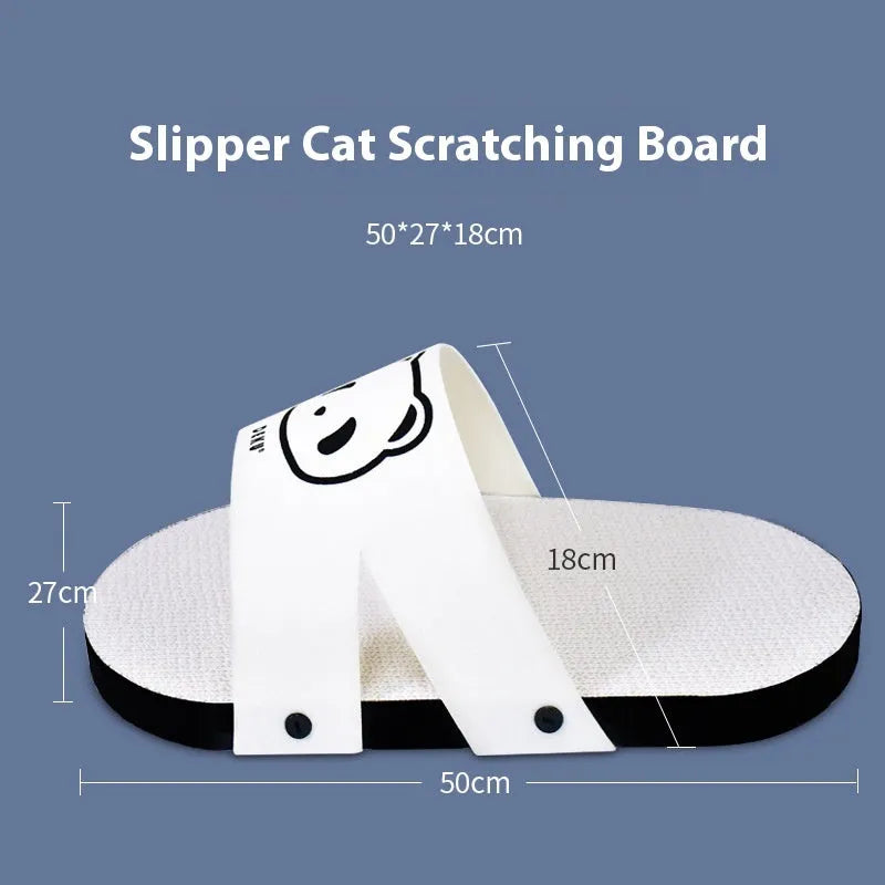 White corrugated paper cat scratch board in slipper-style design for furniture protection