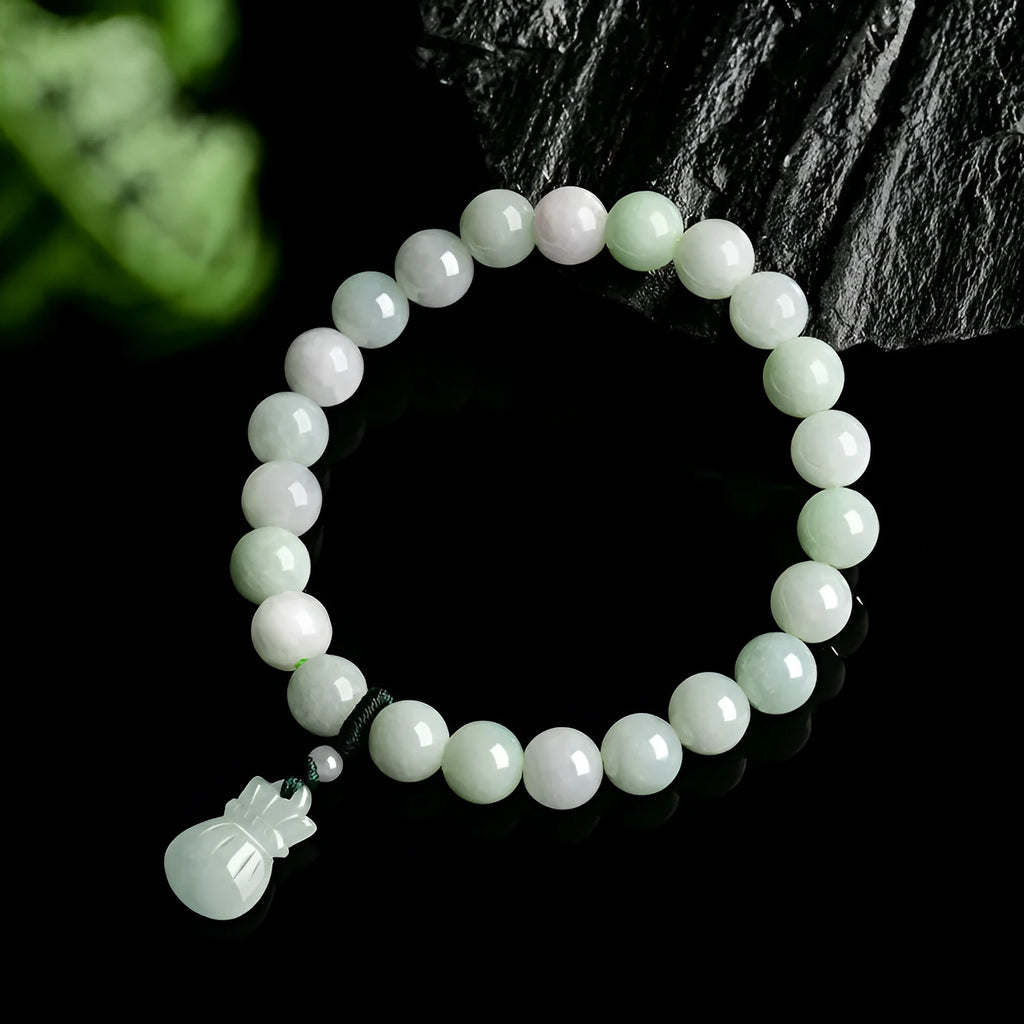 8mm ice jade flower bracelet with national style design for men and women
